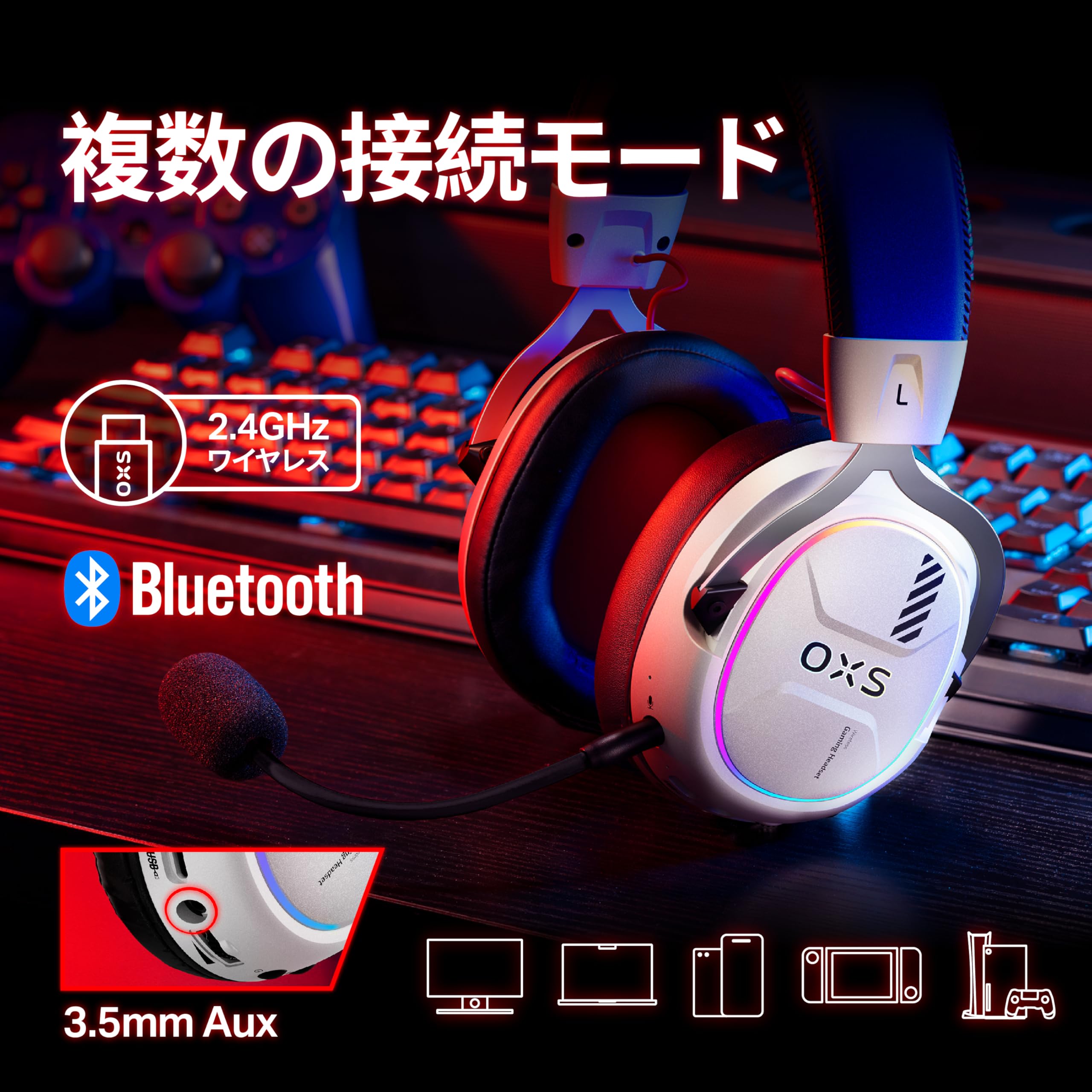 Amazon.co.jp: OXS Storm G2 ワイヤレスゲーミングヘッドセット、7.1